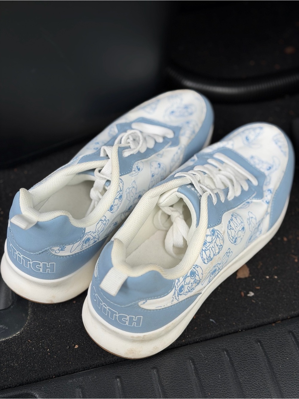 Primark Light Blue & White Stitch Graphic Sneakers
